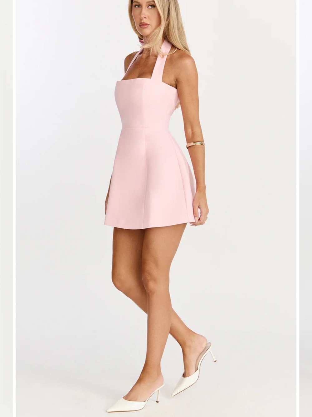 SHOWPO Dante Mini Dress Pink Halter Fit & Flare - Picture 2 of 3